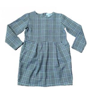 L.O.G.G. By H&M Plaid Girl Dress Size:7/8 Color: White/Black/Pink